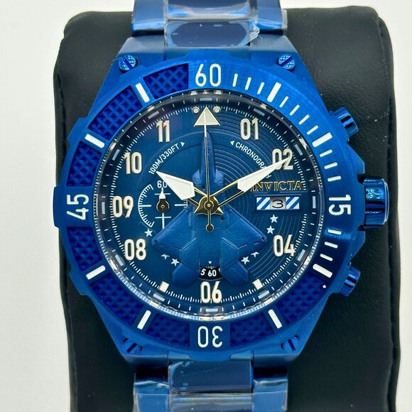 NEW Invicta Aviator F35 Edition Mens Watch All Blue Stainless Steel Limited Ed - Picture 5 of 11